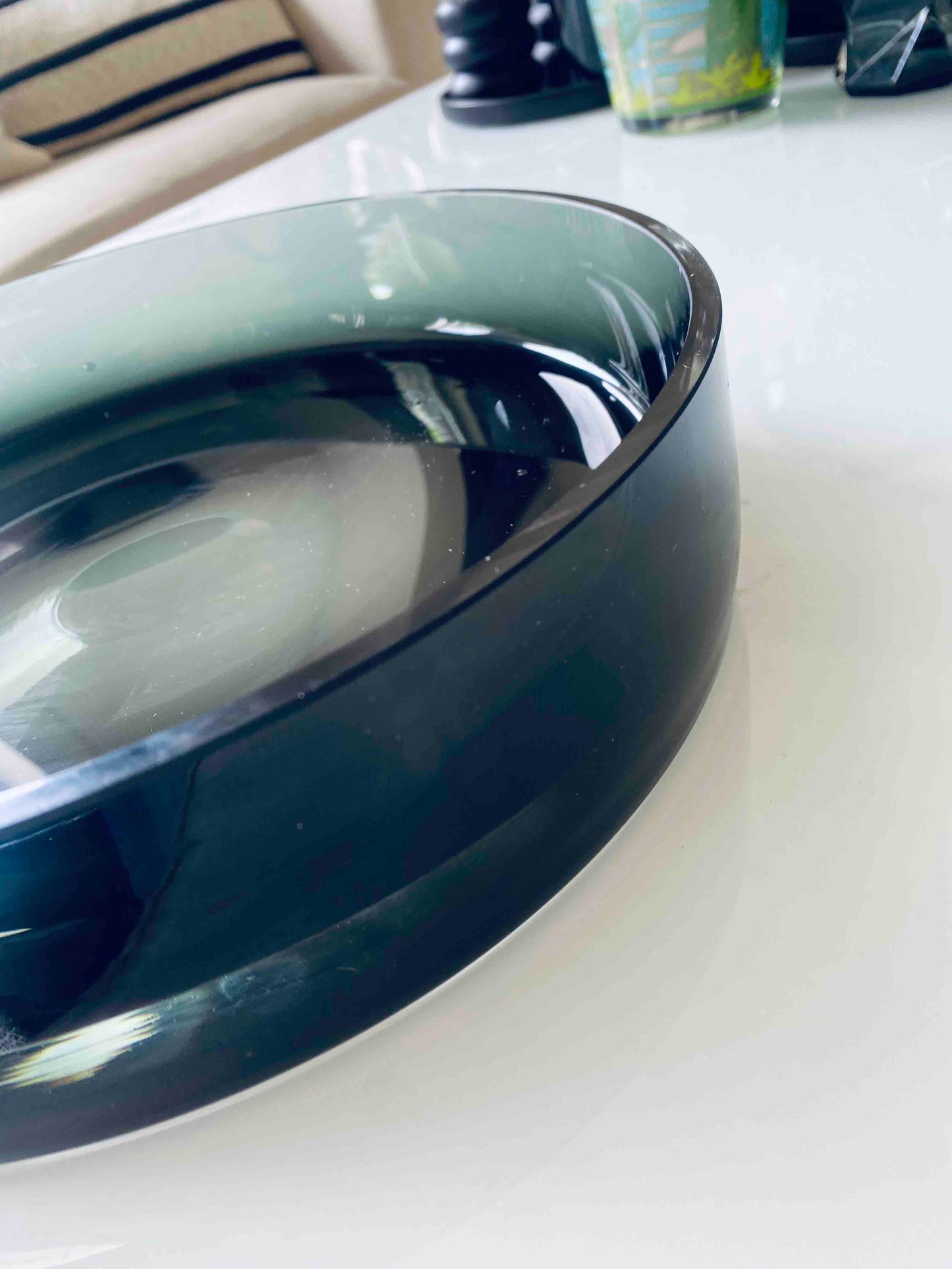 Bol/plat verre fumé noir Cylindre Bas