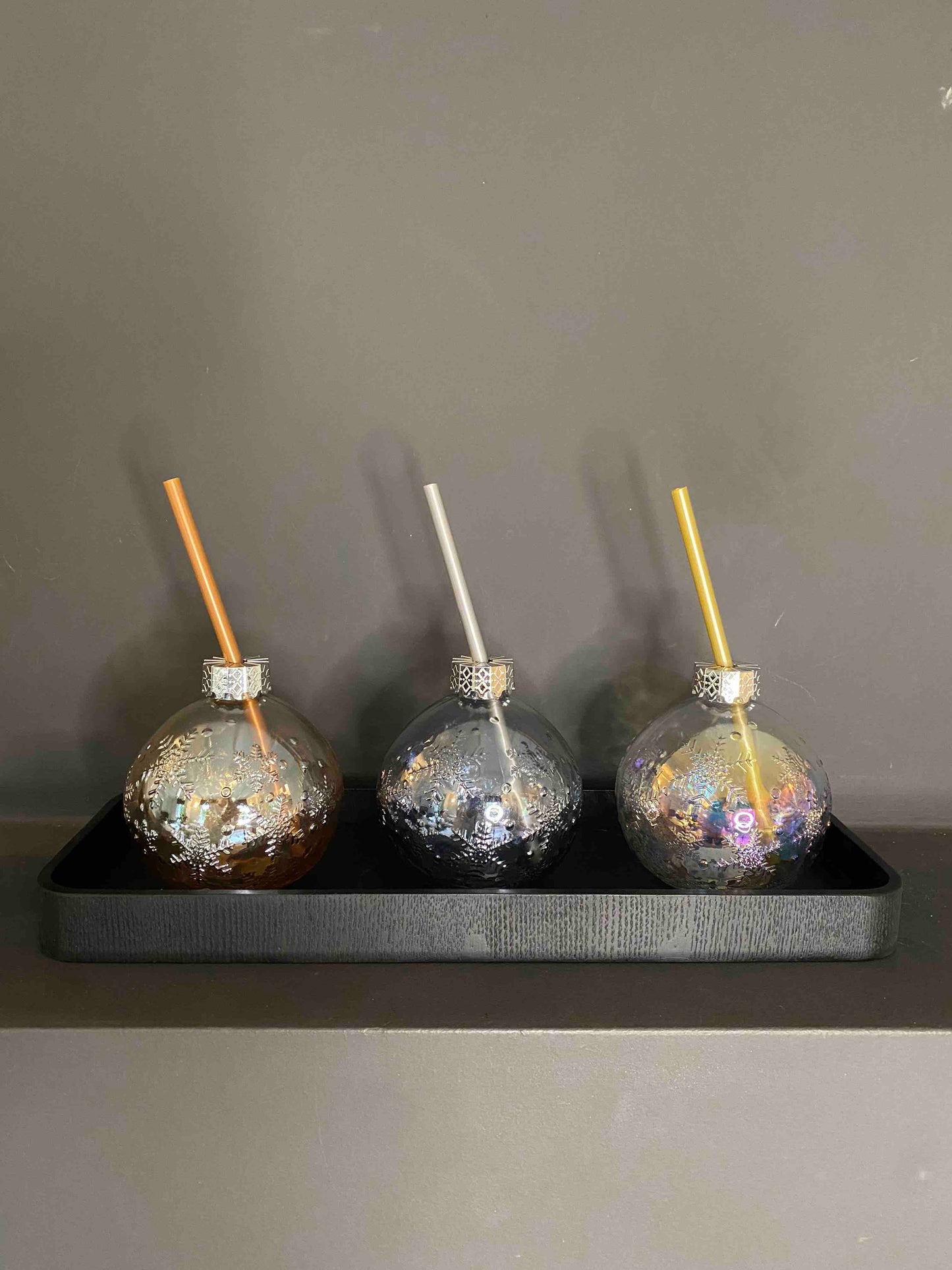 Verre Boule de Noël avec paille