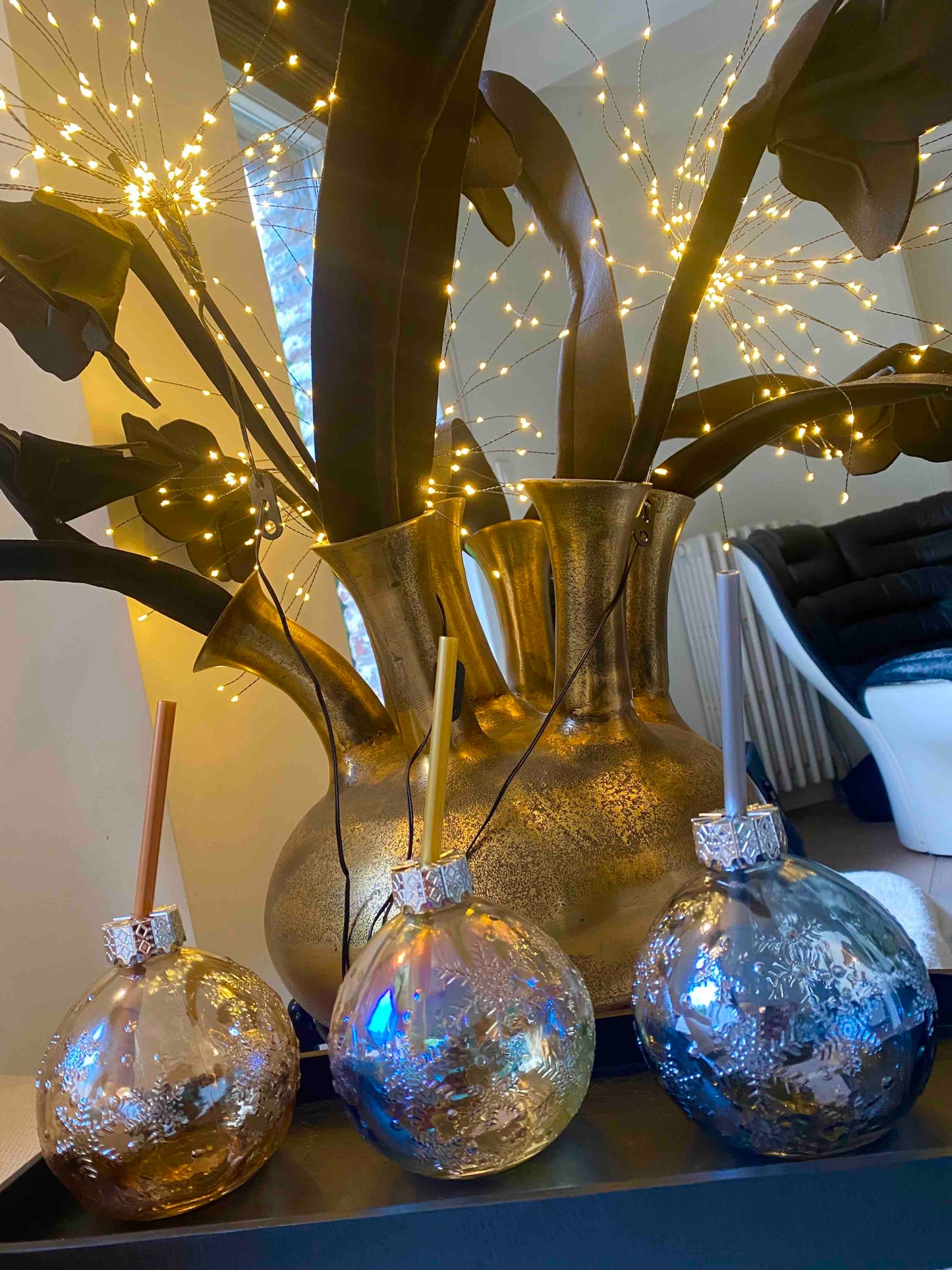 Verre Boule de Noël avec paille