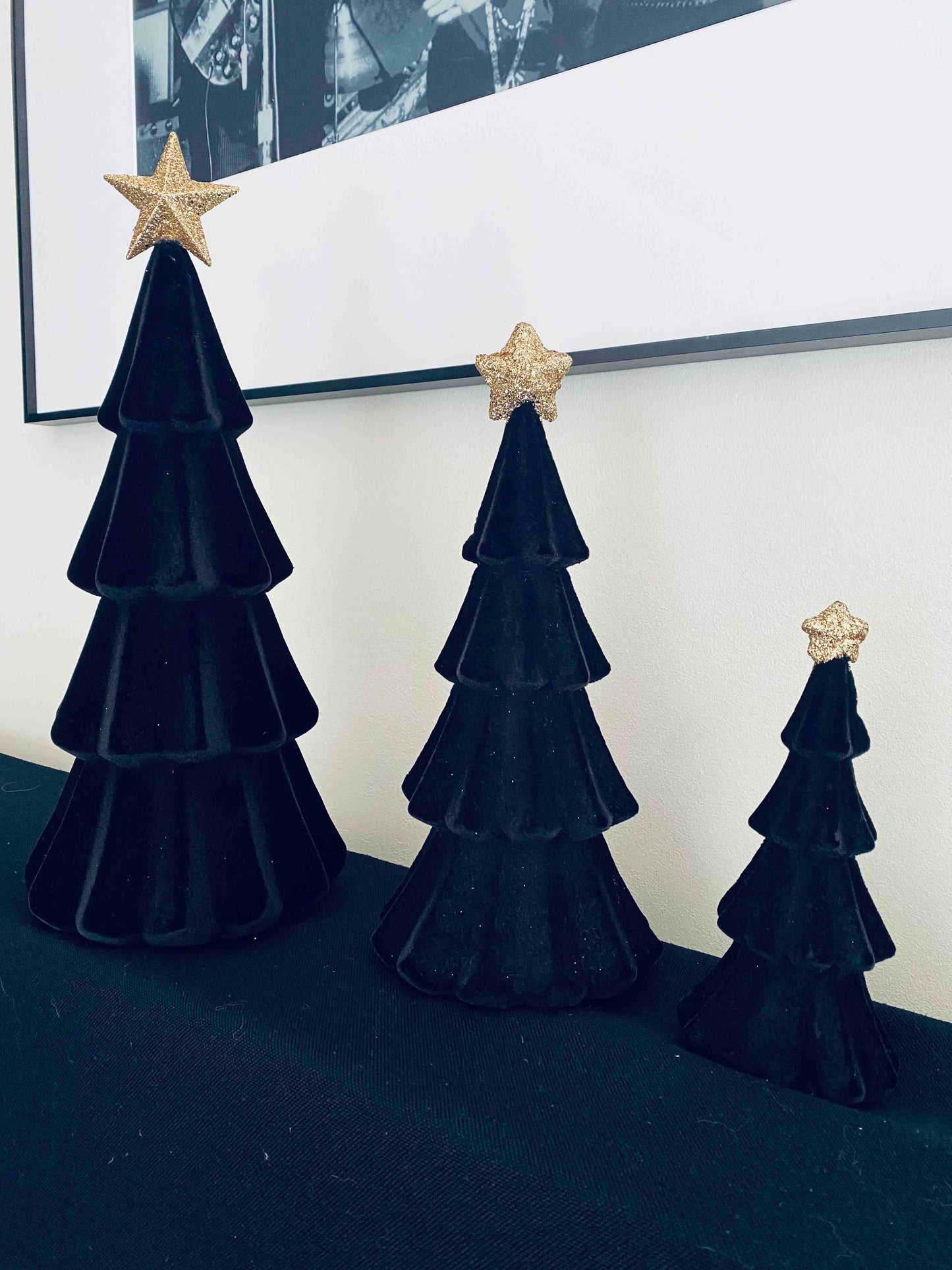 Sapins de Noël Décoratifs en Velours Noir