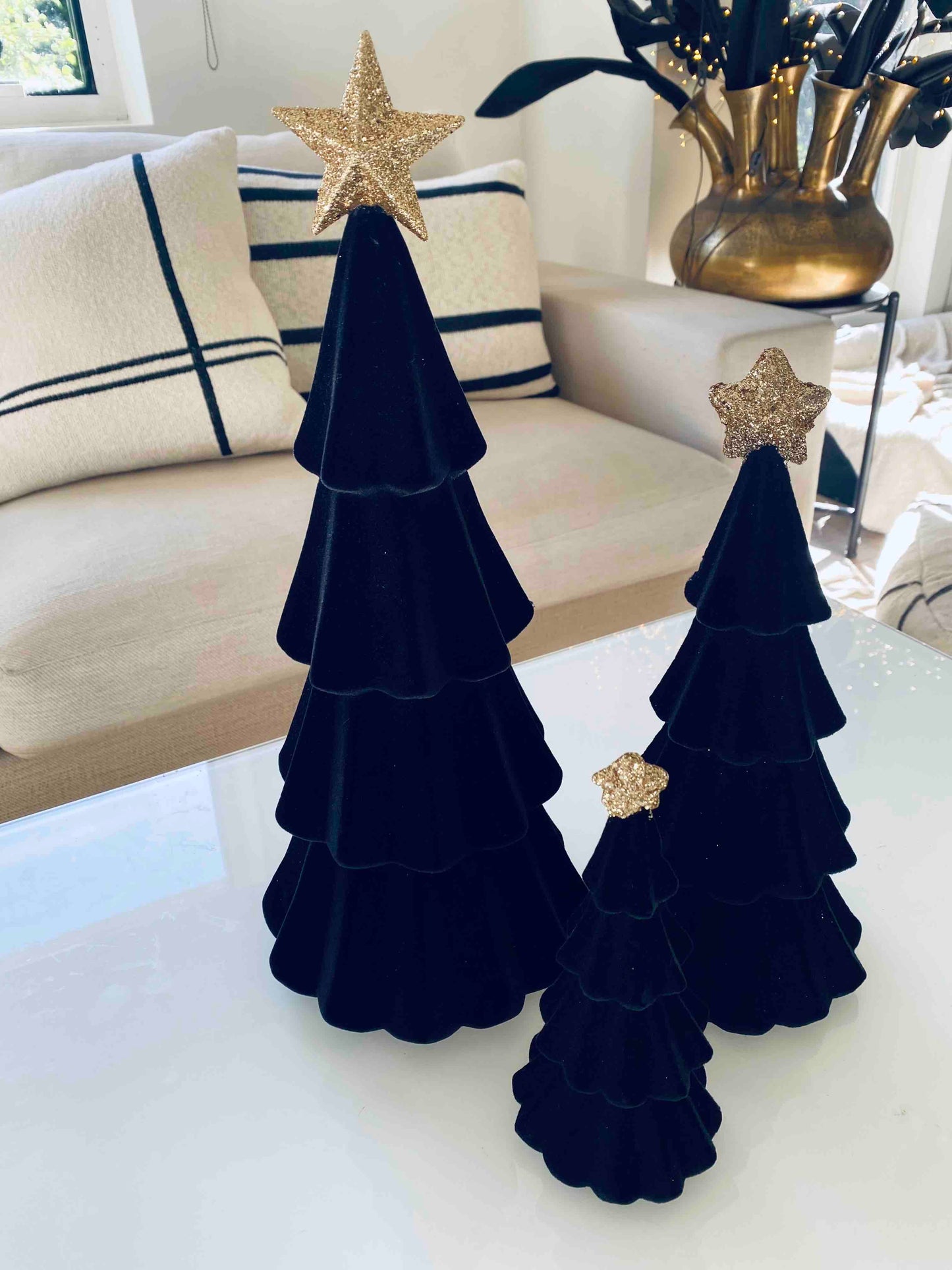 Sapins de Noël Décoratifs en Velours Noir