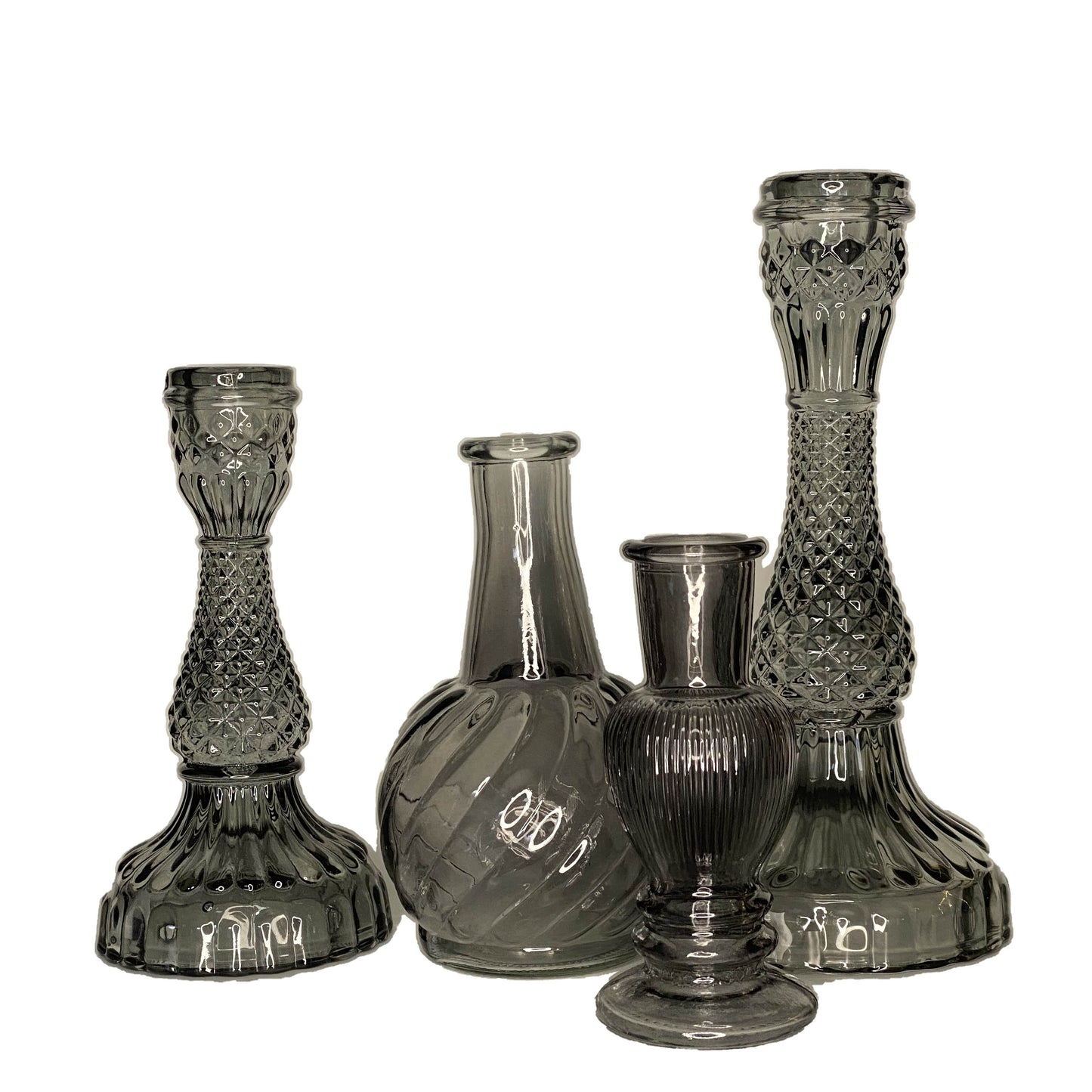 Bougeoir / chandelier en verre GRIS - 4 modèles