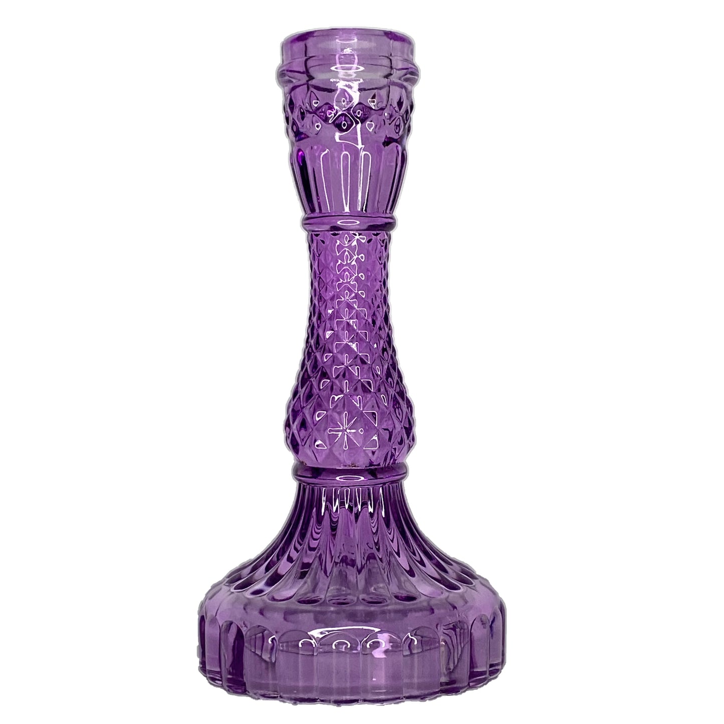 Bougeoir / chandelier, vases en verre MAUVE - 4 modèles