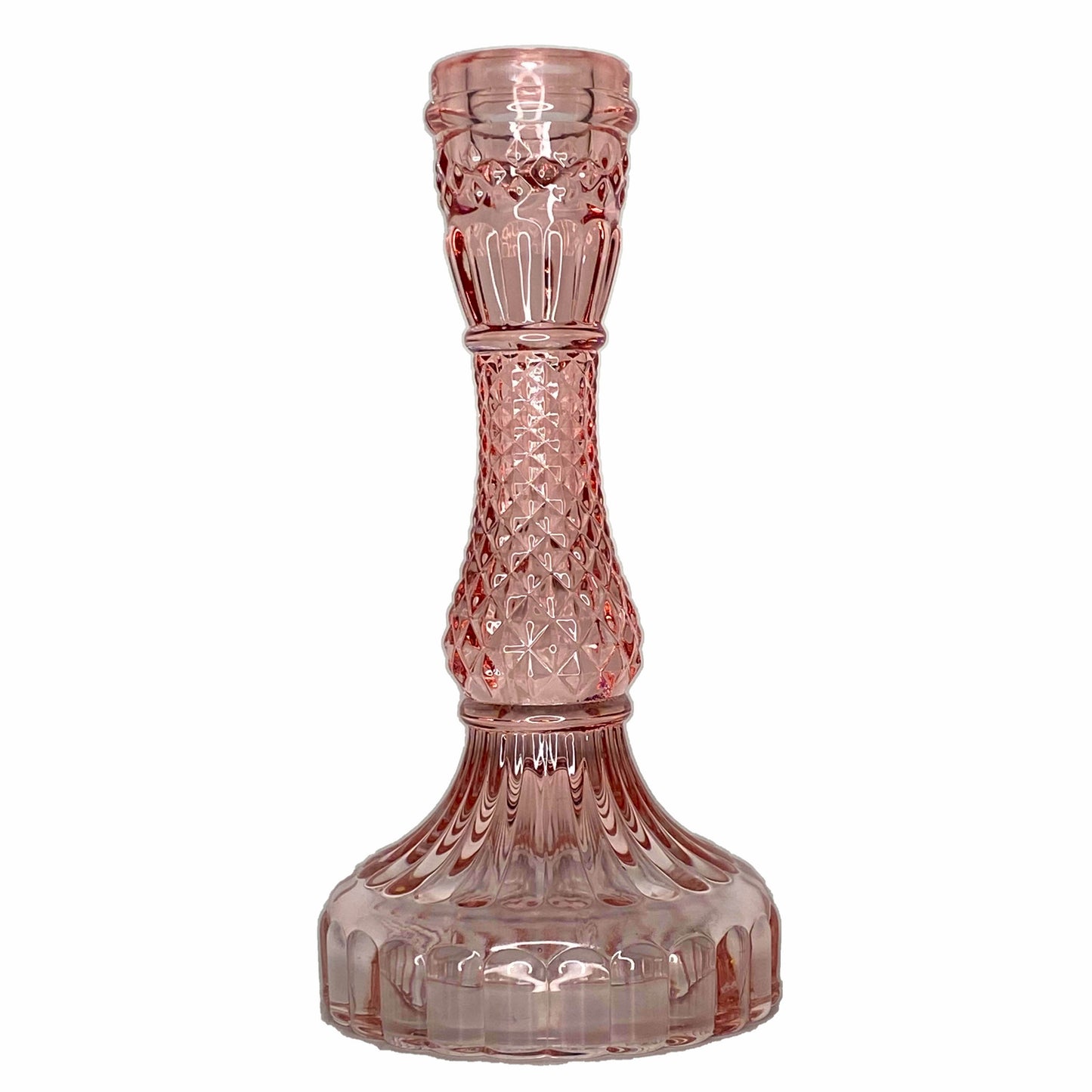 Bougeoir / chandelier, vases en verre ROSE - 3 modèles